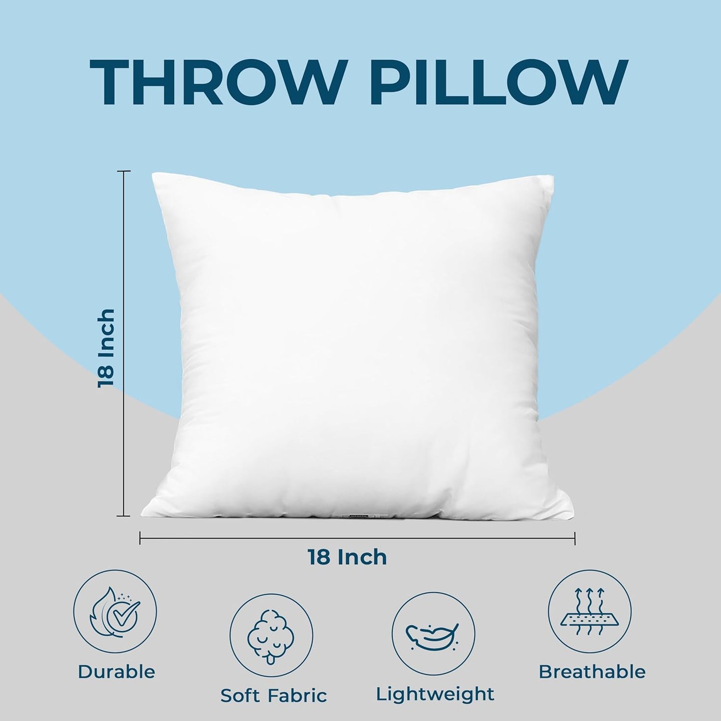 Utopia Bedding Throw Pillows (Set of 4, White) ‰ÛÒ 18 x 18 Inches Down Alternative Pillows for Bed, Sofa, and Couch - Fluffy Decorative Stuffer Pillow for Indoors & Outdoors
