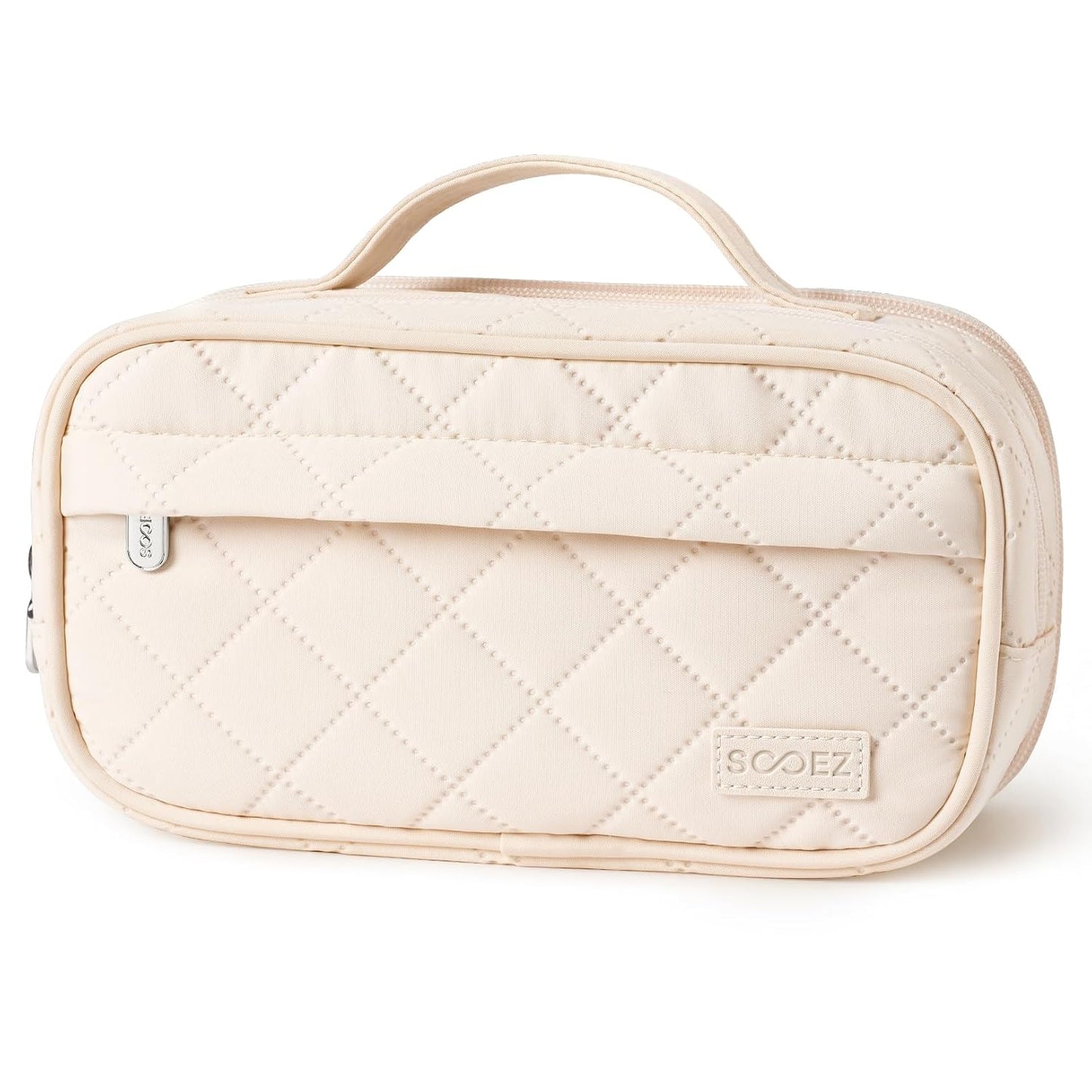 Sooez Large Pencil Case, Pencil Pouch with Handle, Pen Bag Marker Organizer | Soft Quilted, 7 Compartments, Wide Opening, Smooth Sturdy Zippers, Aesthetic Design, School Supplies for Teen Girls & Women