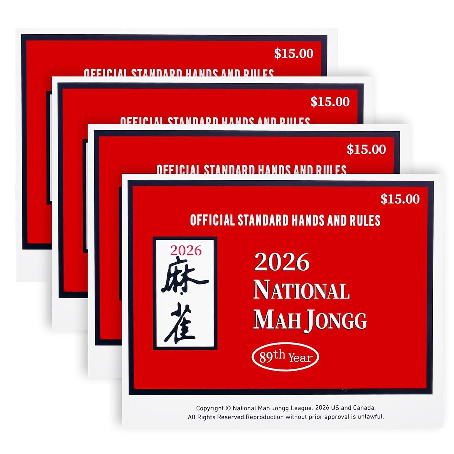 2026 NMJL Mah Jong Card Official Revision - Large Size - 4 Pcs | 2026 Edition, Hands and Rules