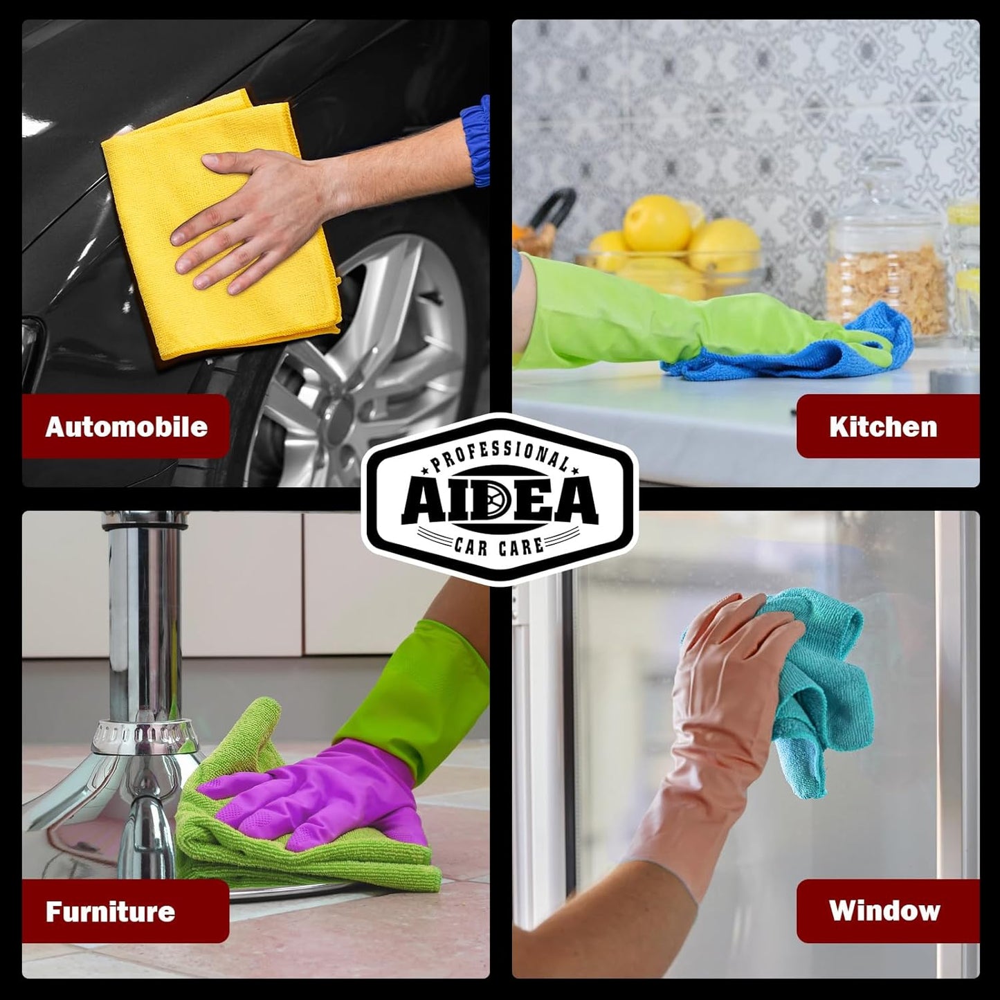 AIDEA Microfiber Cleaning Cloth, 50PK, Microfiber Towels for Cars, Premium Wash Cloths, Dusting Cloth Cleaning Rags, Absorbent Towels for SUVs, House, Kitchen, Window, Cleaning Supplies12ÌÑ12"