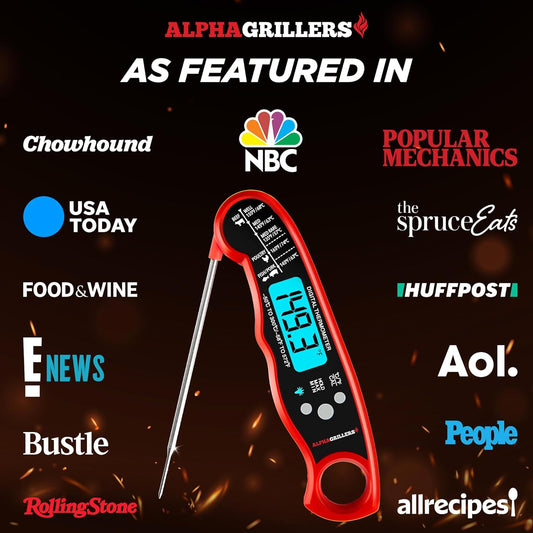 Alpha Grillers Meat Thermometer Digital ‰ÛÒ Instant Read Food Thermometer for Cooking & Grilling ‰ÛÒ Professional Kitchen Gifts for Men, Dad & Mom
