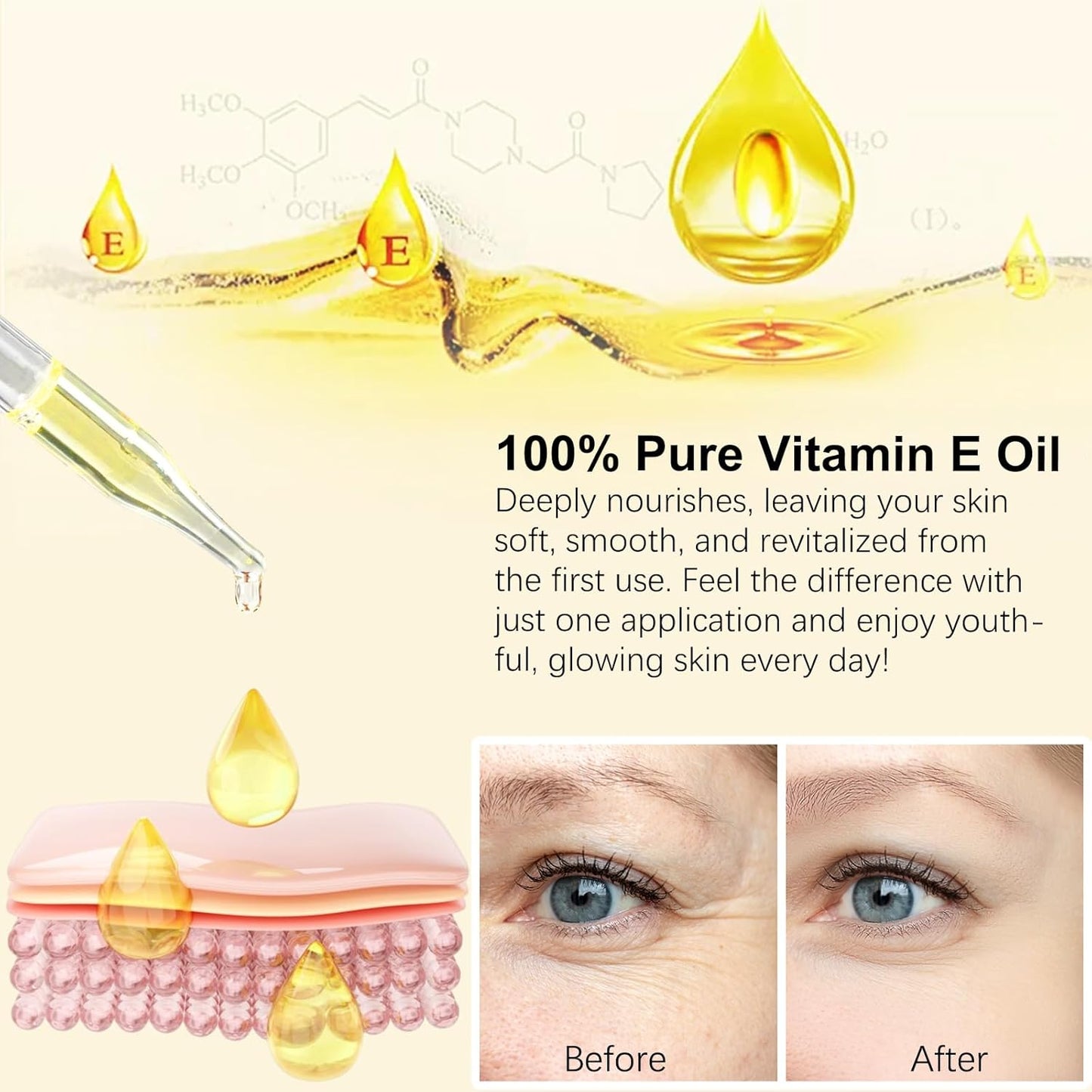 flasture Vitamin E Oil 75,000 IU ‰ÛÒ 100% Pure Natural Vitamin E for Skin, Face, Hair, Scars ‰ÛÒ Deep Moisturizing Body Oil for Dry Skin, Wrinkles ‰ÛÒ Cold-Pressed, Non-GMO,Skincare ‰ÛÒ 2 Fl Oz