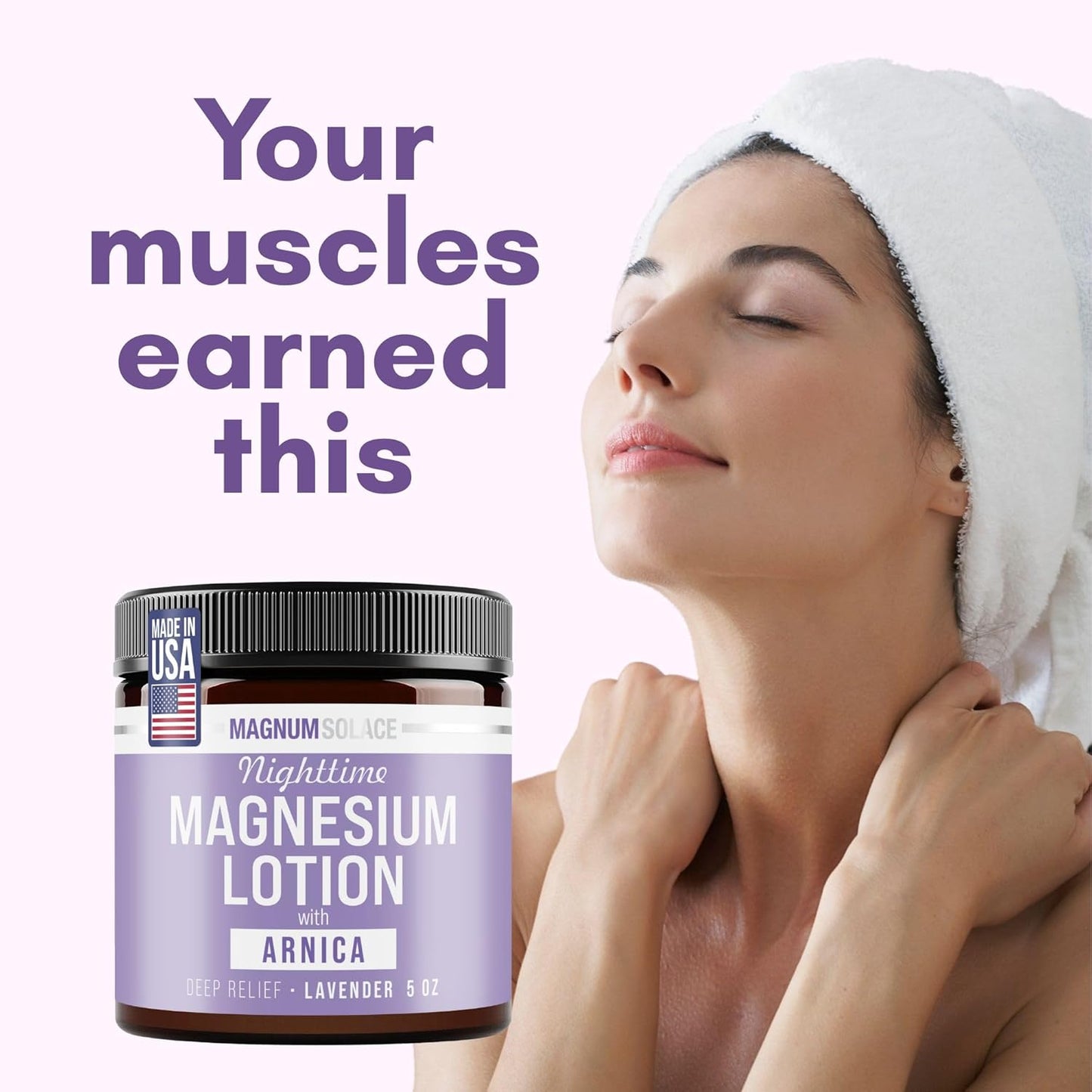 Magnum Solace Nighttime Magnesium Lotion with Arnica ‰ÛÒ Highly Concentrated Magnesium for Muscles & Joints ‰ÛÒ Apply to Legs or Feet Before Bed ‰ÛÒ Skin-Friendly