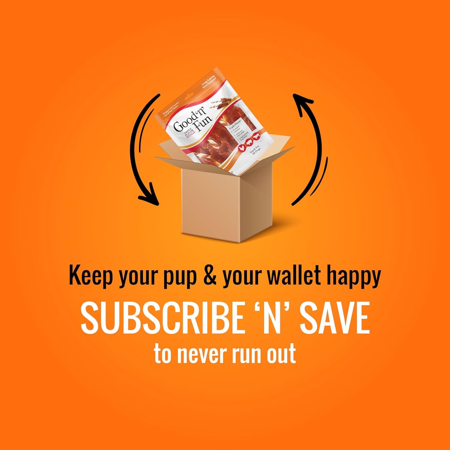 Good ‰Û÷n‰۪ Fun Triple Flavor Wings Chews for All Dogs, 12 Ounces, Treat Your Dog to Long-Lasting Chews Made from Chicken, Pork Hide and Beef Hide