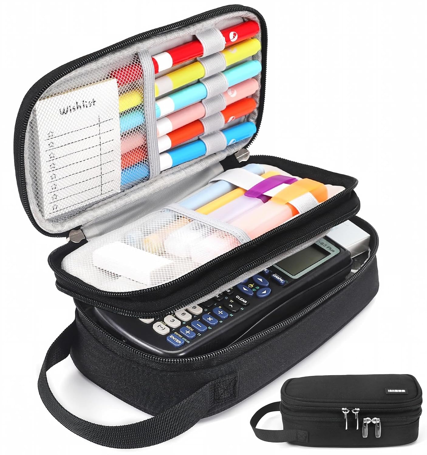 Pencil Case Large, High Capacity Canvas Big Pencil Pouch Organizer Holder | 5 Compartments Pockets Sturdy Zipper, Cute Pencil Case for School Office Student Teen