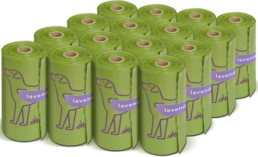 240 Count Lavender Scented 13‰۝ x 9‰۝ Dog Poop Bags Rolls, Leakproof Strong & Sturdy Waste Bags for Doggie Cat Pet