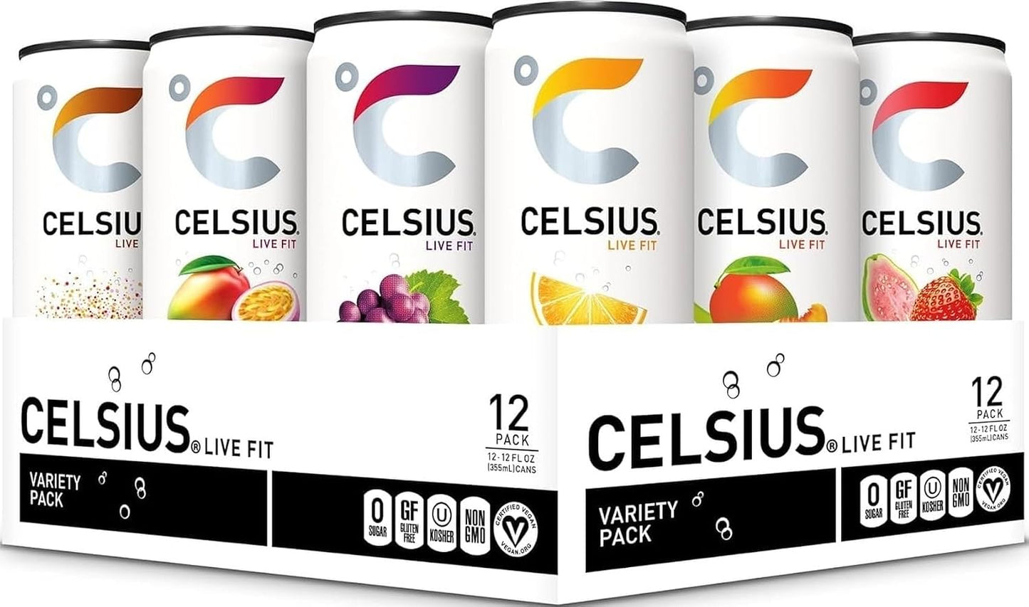 CELSIUS Assorted Flavors Official Variety Pack, Functional Essential Energy Drinks, 12 Fl Oz (Pack of 12)