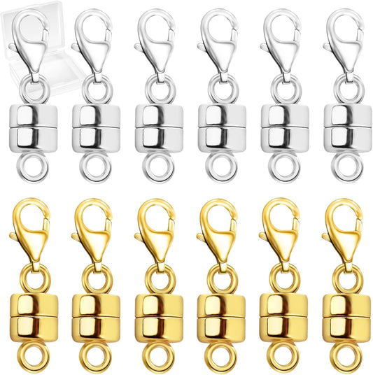 MKCYD Magnetic Necklace Clasp with Lobster Clasp,14K Gold and Silver Magnetic Jewelry Clasps for Necklace Extender Bracelet Closures