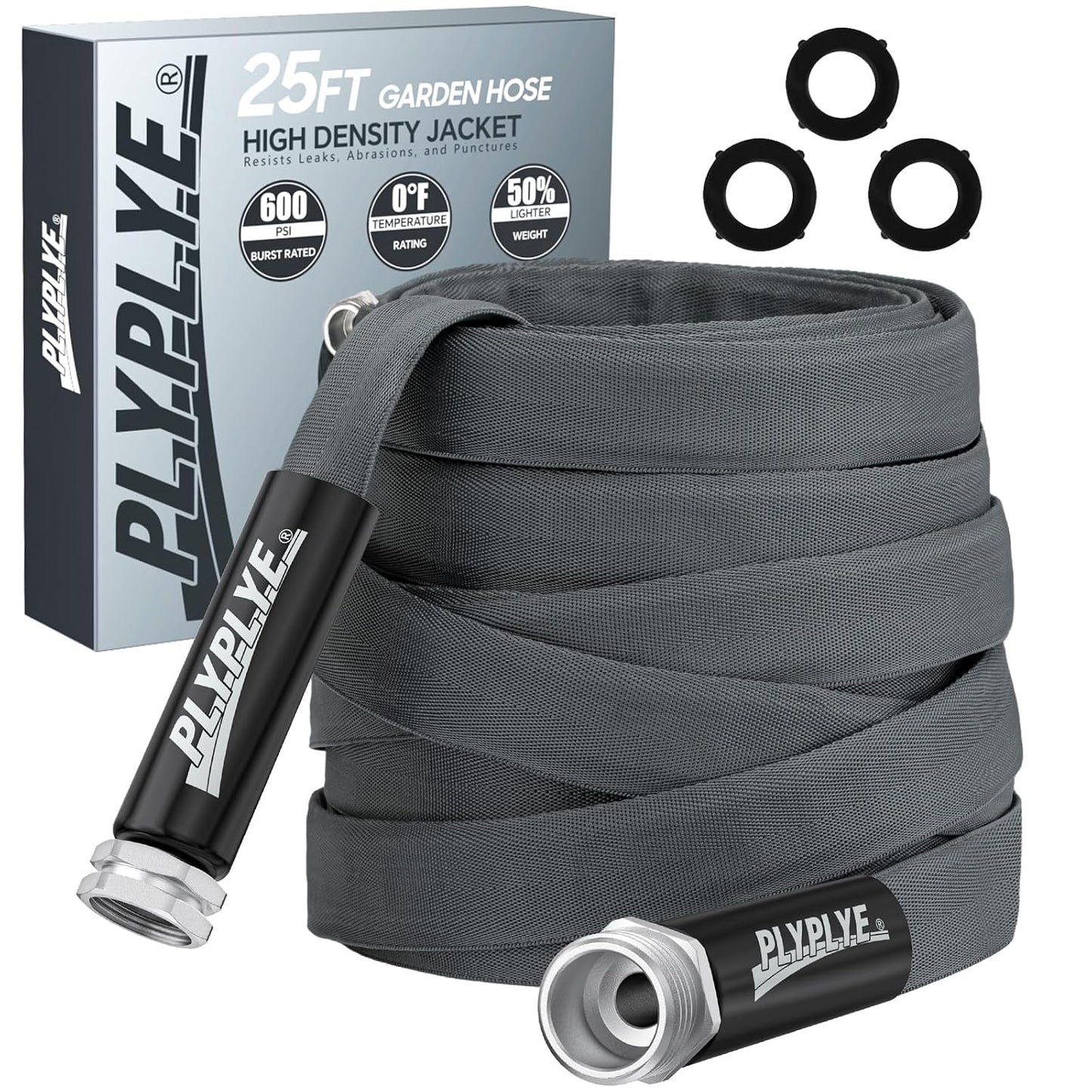 Garden Hose 25ft, Ultra-Light & Flexible Water Hose, Gray | Made of TPU(Not PVC) Hose, Non-Shrinking, Easy to Store, Drinking Water Safe Material, All-weather Use