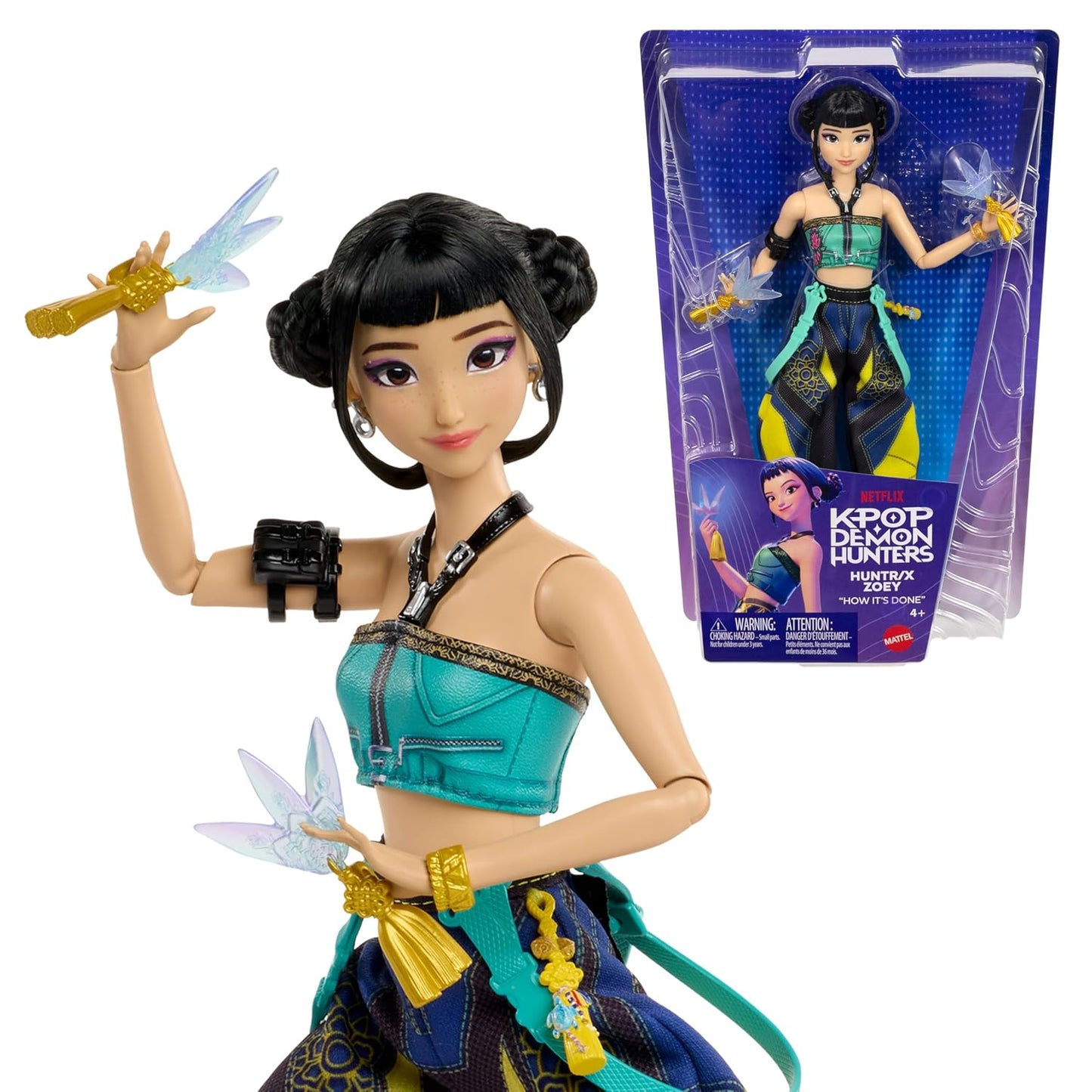 Mattel Kpop Demon Hunters HUNTR/X Zoey Fashion Doll | Wearing “How It’s Done” Performance Look, Spirit Blades Accessory, Inspired by the Movie