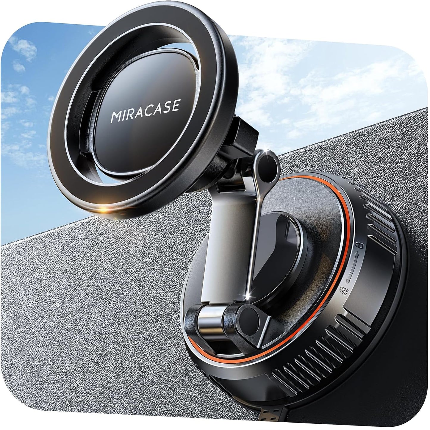 Miracase for MagSafe Car Mount[3600gf Strong Magnet & 89+LBS Suction Base]Vacuum Magnetic Phone Holders for Your Car, 360° Adjustable Dashboard & Windshield Mount with Dash Accents for All Smartphones