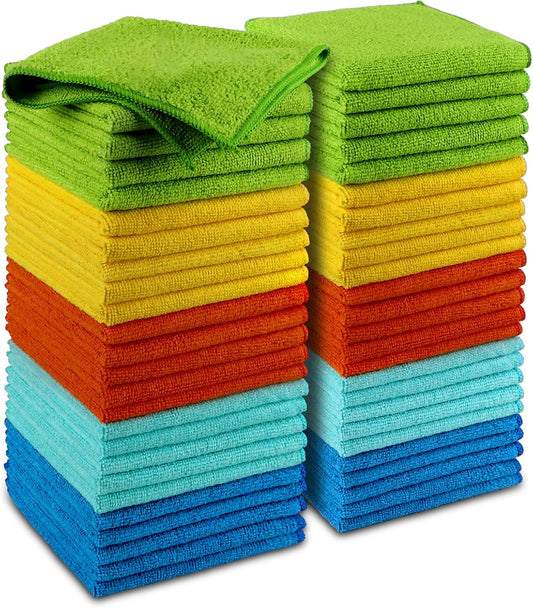 AIDEA Microfiber Cleaning Cloth, 50PK, Microfiber Towels for Cars, Premium Wash Cloths, Dusting Cloth Cleaning Rags, Absorbent Towels for SUVs, House, Kitchen, Window, Cleaning Supplies12ÌÑ12"