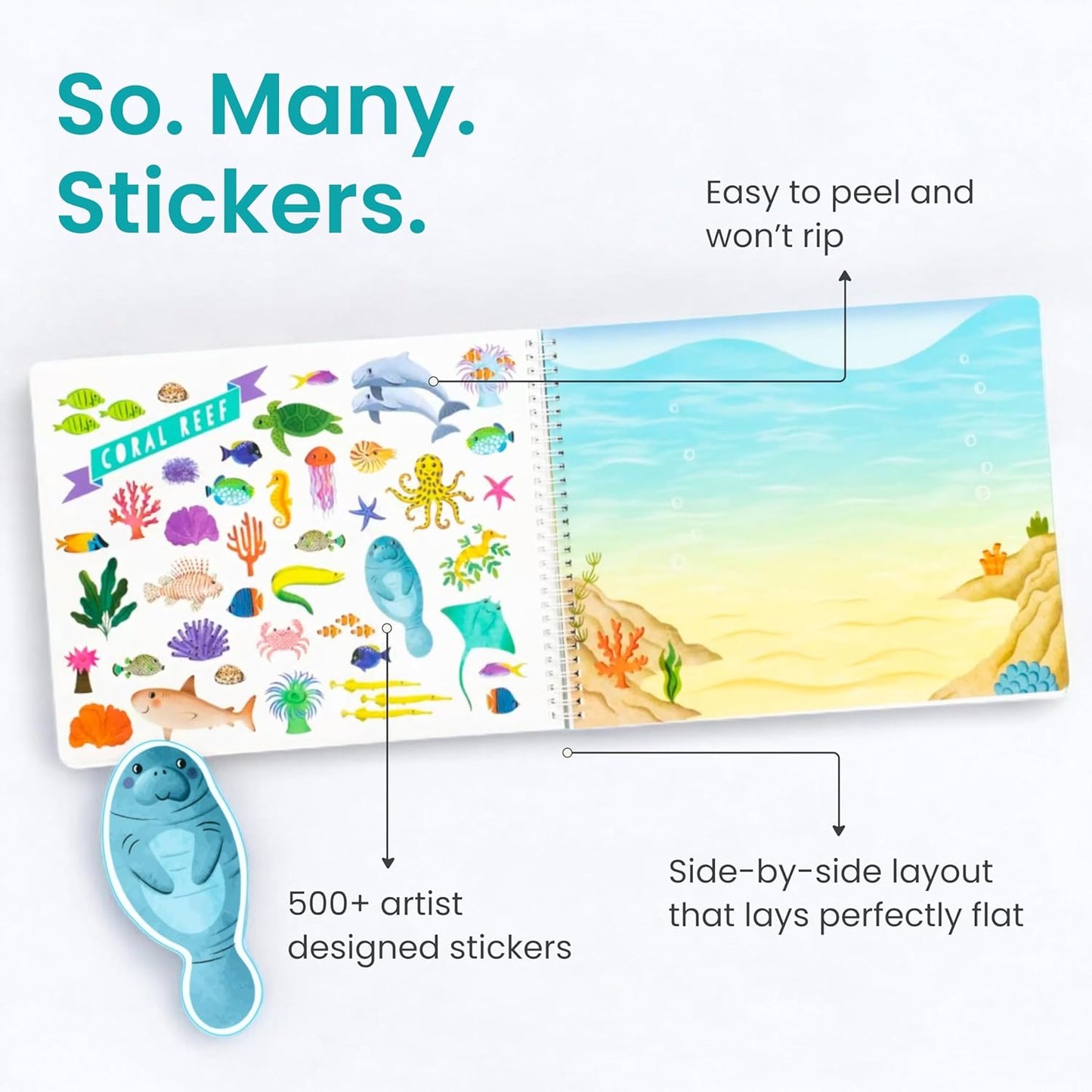 Animals Habitat 500+ Kids Sticker Book by Cupkin Toddler Airplane Travel Activity Coloring and Sticker Book, Road Trip Essentials, 12 Coloring Pages + 12 Scenes for Ages 2‰ÛÒ8 Years
