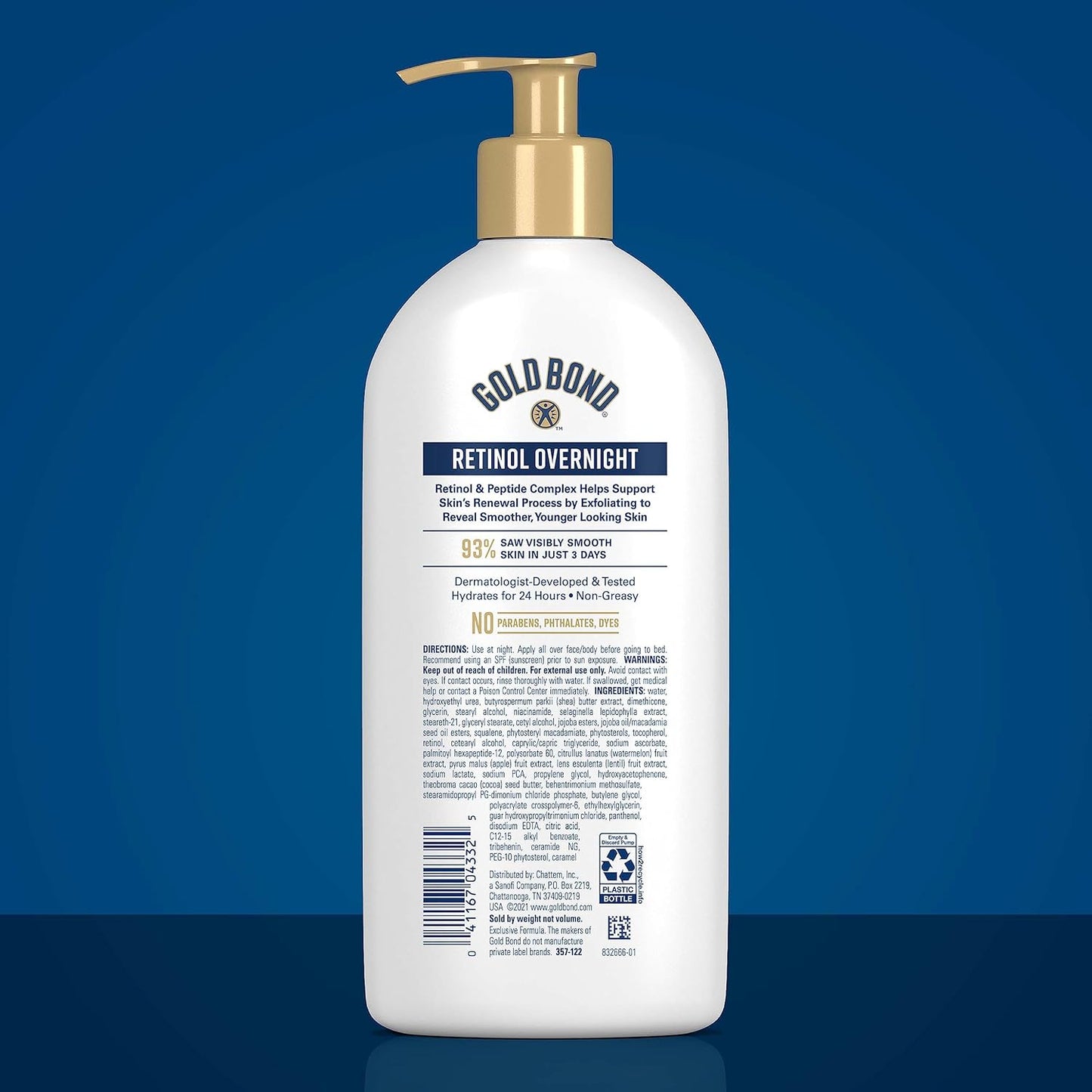 Gold Bond Age Renew Retinol Overnight Body & Face Lotion, Retinol Face and Body Lotion with Peptide Complex, 13 oz