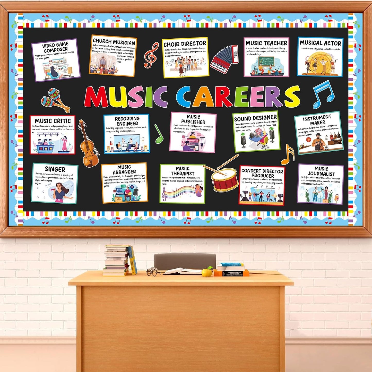Music Career Bulletin Board Set Inspirational Musical Posters Music Classroom Decorations Musical Notes Paper Cutouts for Back to School Elementary Teacher Chalkboard Wall Door Supplies