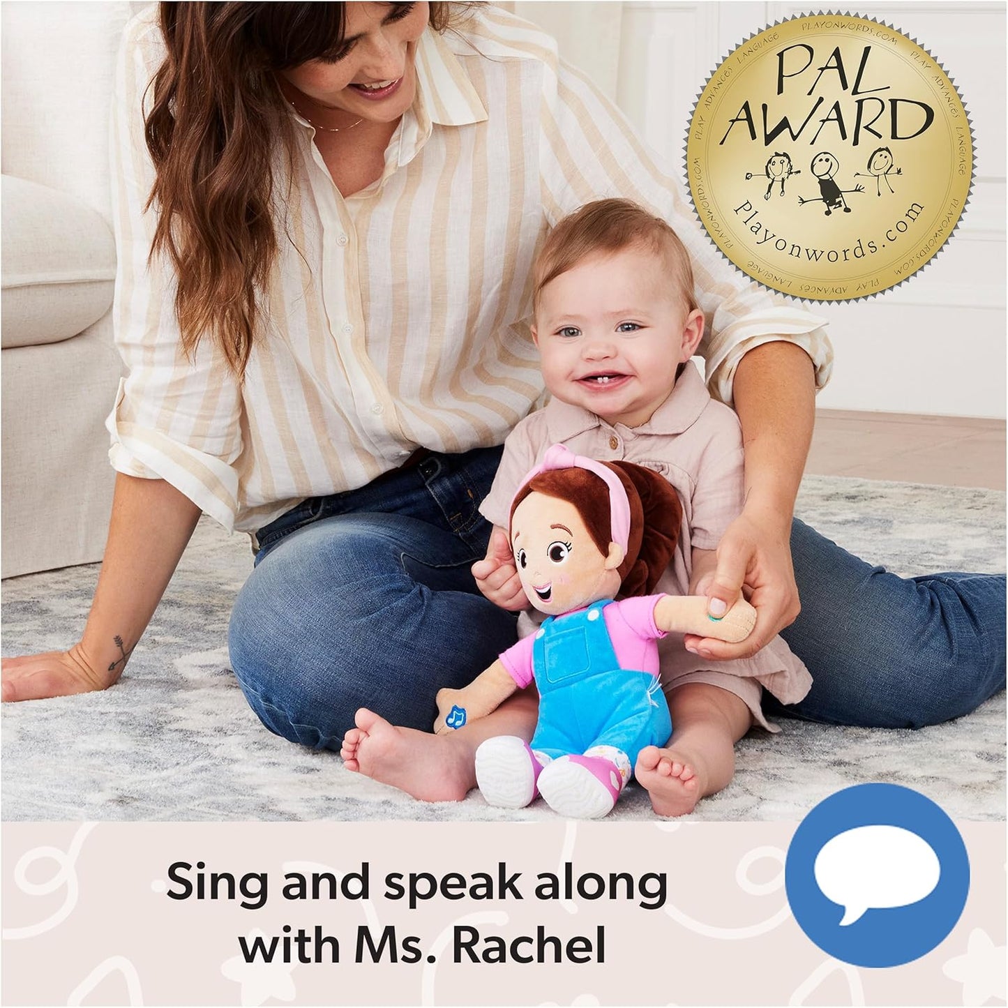 Ms. Rachel Official Speak & Sing Doll, 16‰۝ Tall Interactive Toy with 4 Songs & 16+ Phrases, Toddler Toys for Girls & Boys Ages 6 Months to 3+ Years.